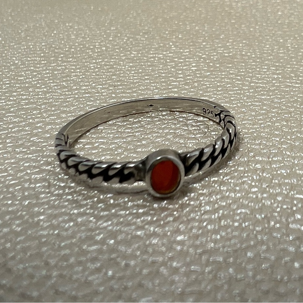 Sterling Silver red stone ring
